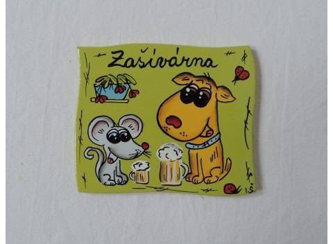 Cedulka na dveře-pes a myška-zašívárna